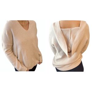 Korye beige hooded pull on loose fit sweater size 2X